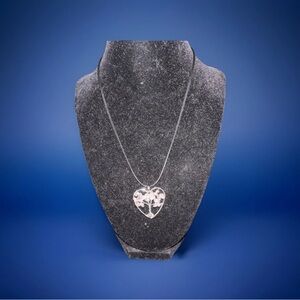 Heart-Shaped Braided Tree of Life Light Pink Crystal Gemstone Pendant Necklace